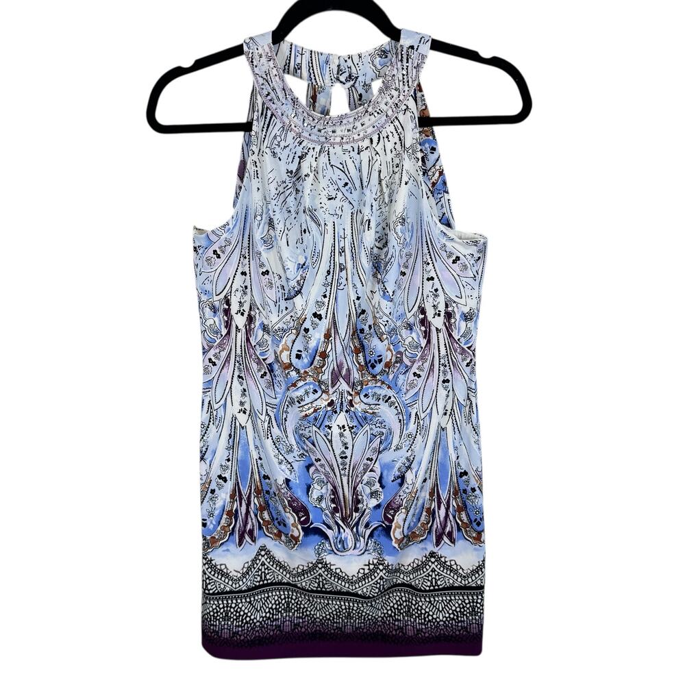 White House Black Market Multicolor Studded Halter Strappy Mini Dress Size XSP